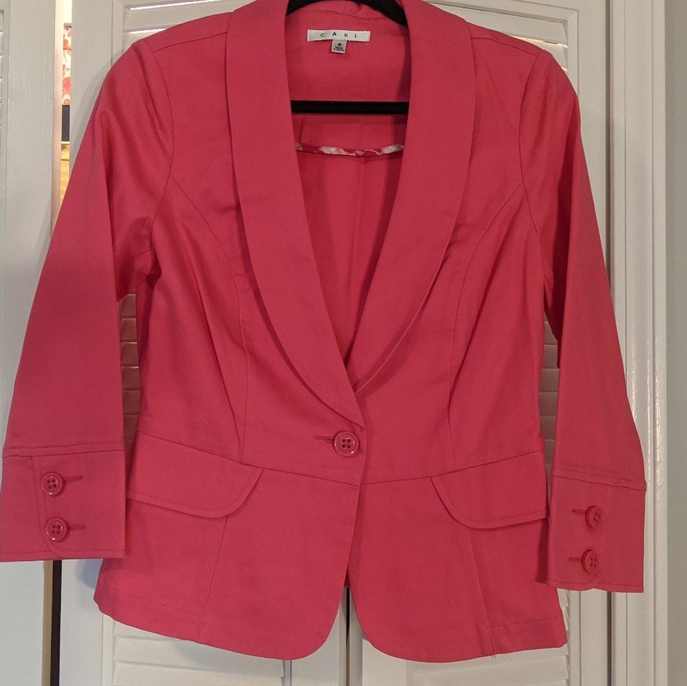 CABI Power Pink Twill Blazer Style # 310 Size 8